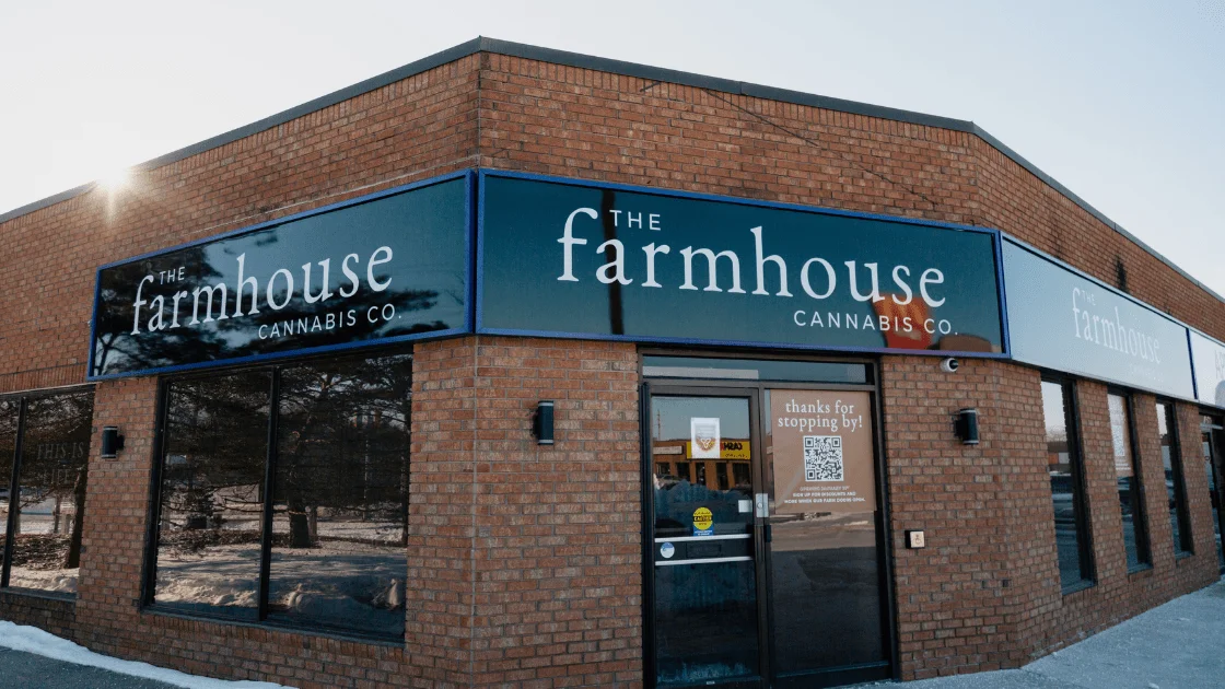 The exterior of the Best Cannabis Dispensary in Burlington is The Farmhouse Weed Store. recreational dispensary near me. marijuana dispensary. dispensary weed.