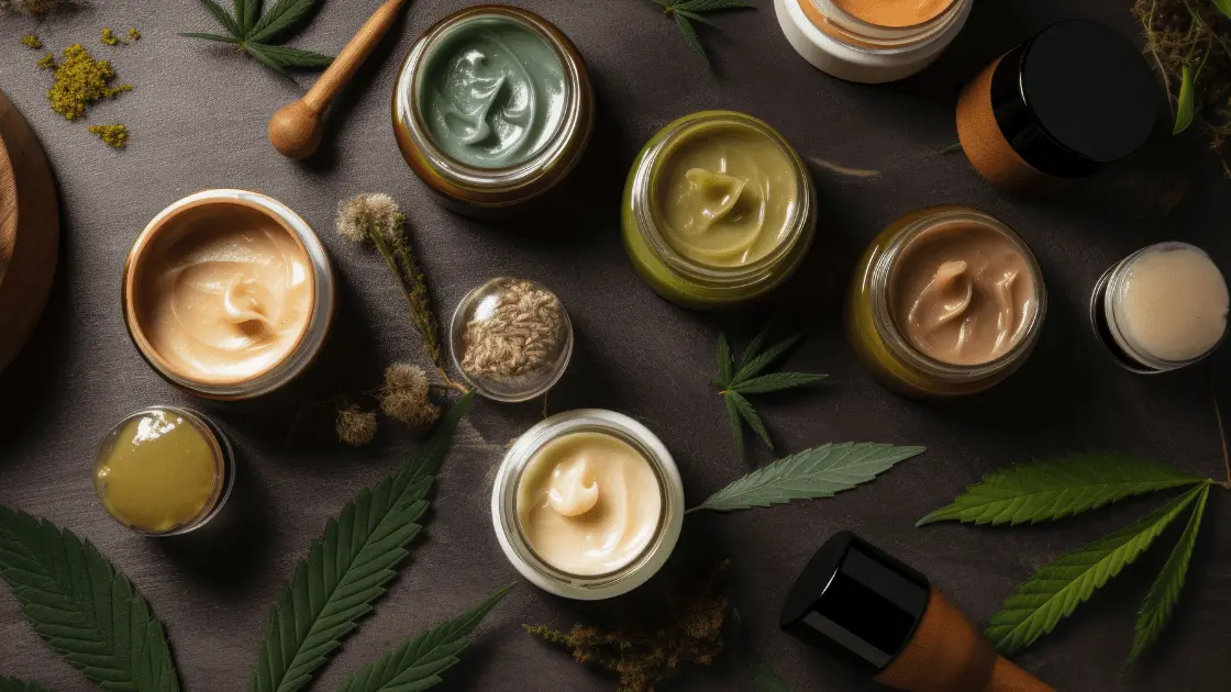 Array of homemade CBD skincare products, inspired by The Farmhouse Cannabis Stores commitment to natural beauty in Burlington. weed shop. marijuana dispensary near me. cannabis stores near me. port credit weed dispensary.