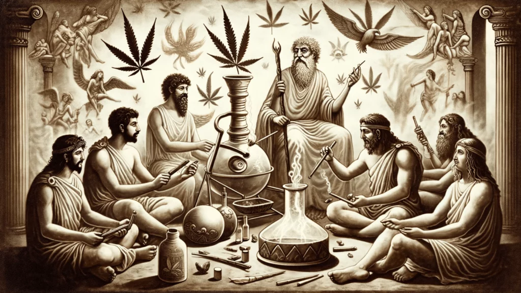 Historical depiction of cannabis use in ancient times