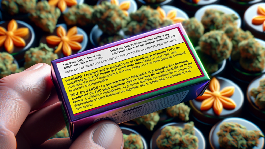 Cannabis edible packaging with dosage information at The Farmhouse dispensary in Ontario