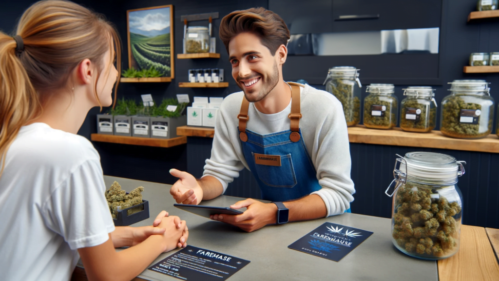 Customer service at The Farmhouse dispensary, expert advice on cannabis edibles selection