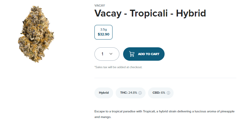 Vacay - Tropicali - Hybrid - Weed Store Near Me