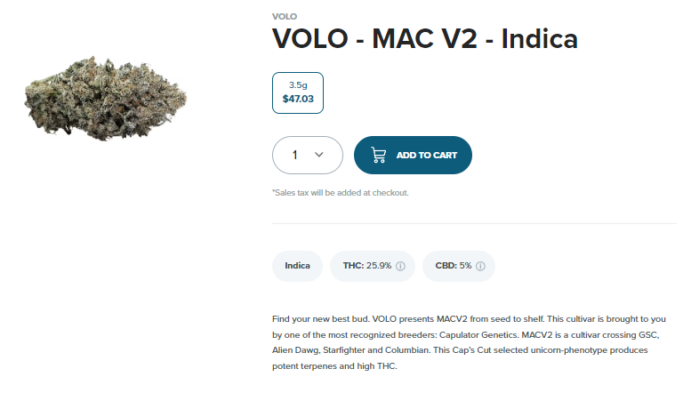 VOLO - MAC V2 - Indica - The Farmhouse Burlington, Ontario Cannabis Store