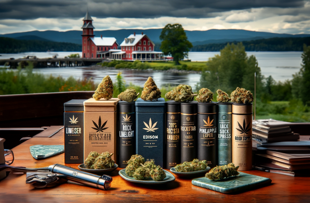 showcasing a selection of expertly crafted pre-rolls from The Farmhouse, set against the backdrop of Burlington's picturesque landscape