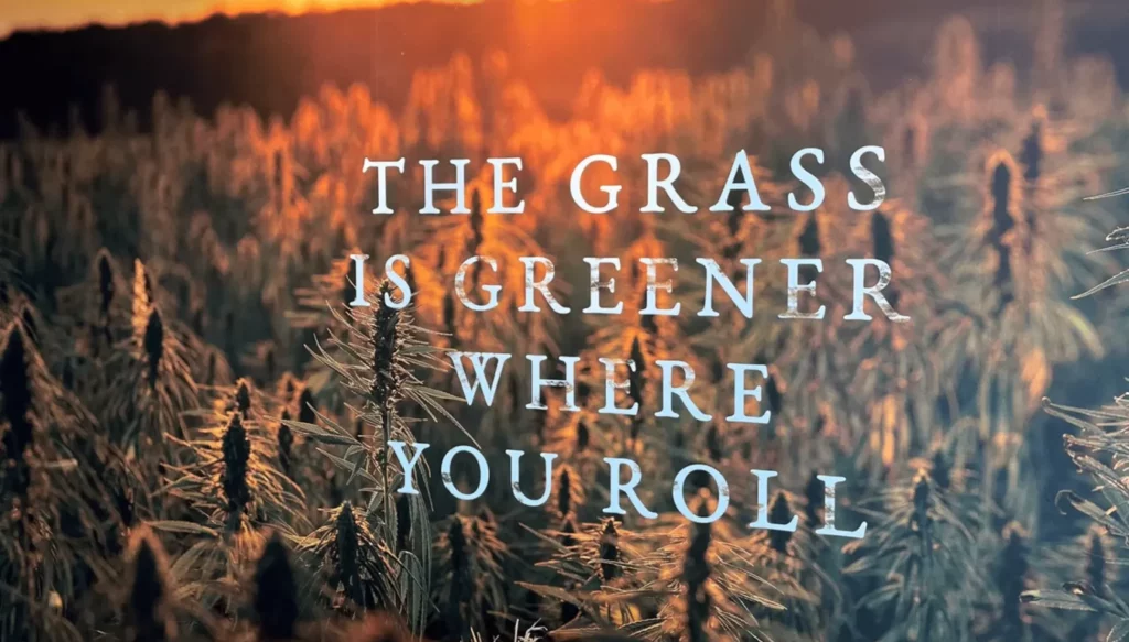 Wall art saying The Grass Is Greener Where You Roll in Port Credit inside The Farmhouse, enhancing local connection