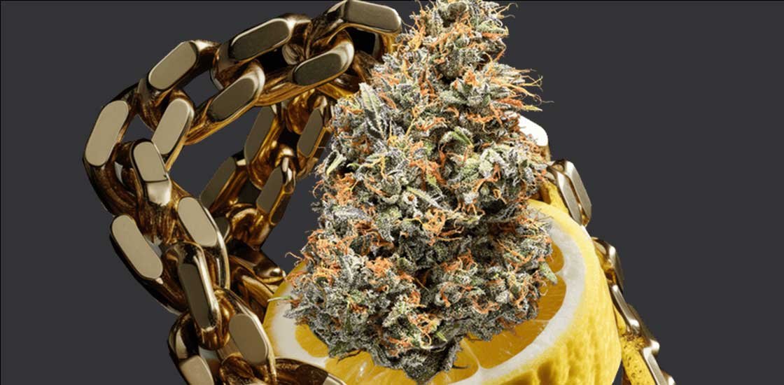 A bud of Cuban Link flower by Tribal and sold at the farmhouse cannabis store in Port Credit, Mississauga, and weed store in Burlington.